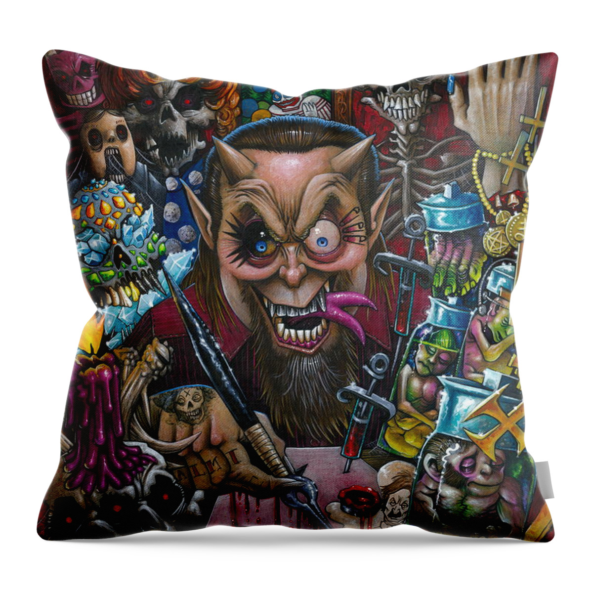 Ryanalmighty Throw Pillow featuring the painting PORTRAIT OF RYAN ALMIGHTY by RYAN JONES by Ryan Jones