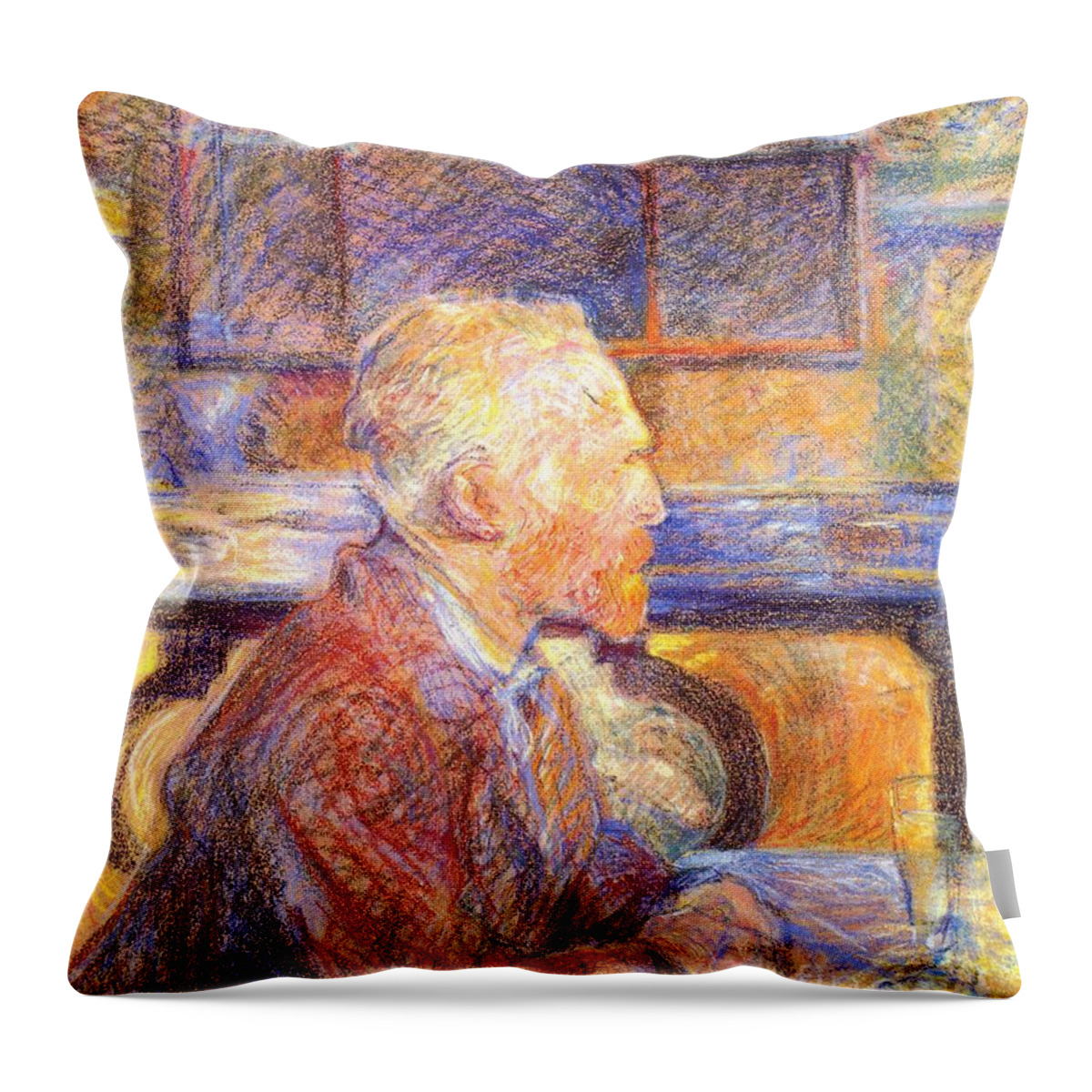 Henri De Toulouse-lautrec Throw Pillow featuring the painting Portrait of Vincent van Gogh by MotionAge Designs