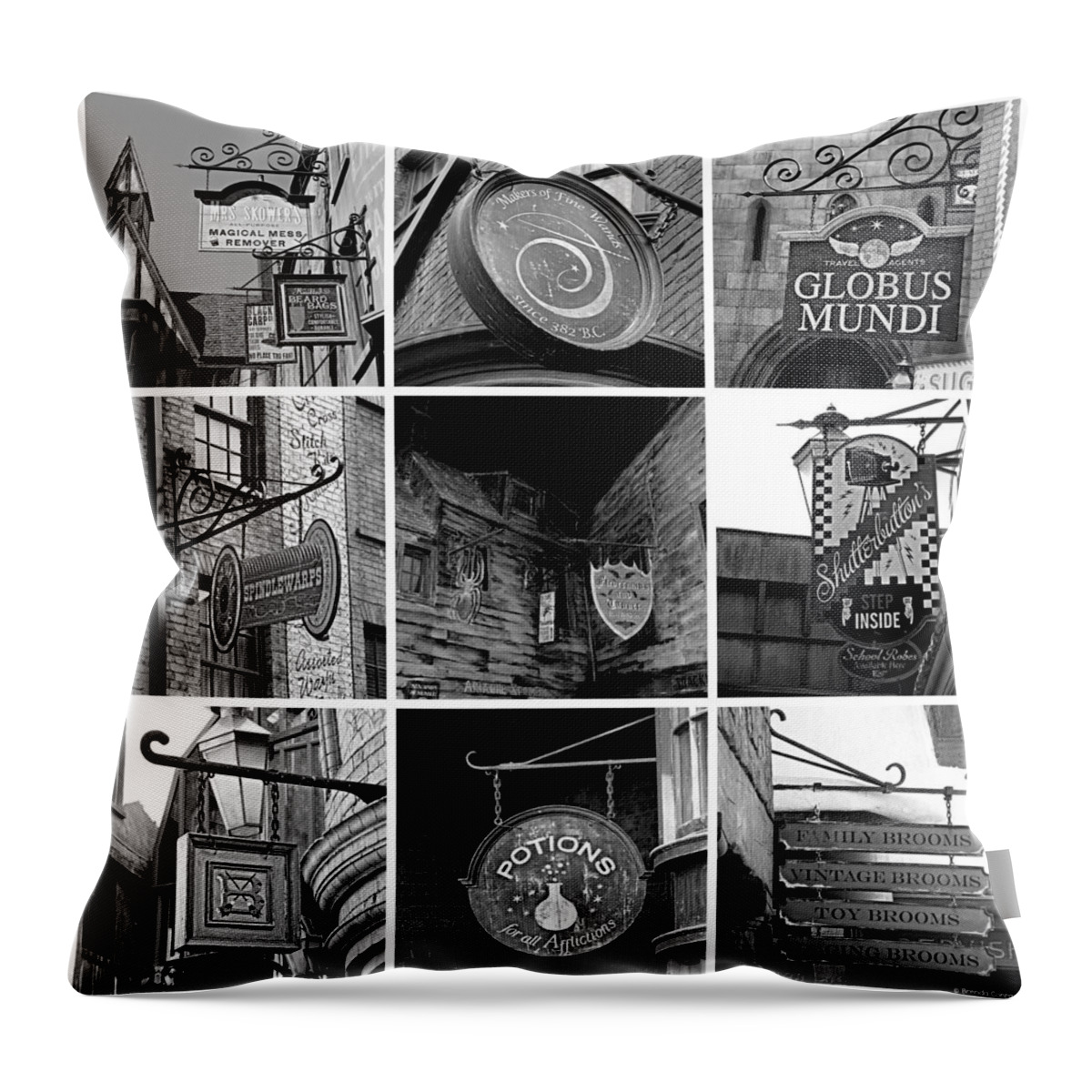 Potter Signs A Throw Pillow featuring the photograph Potter Signs A by Dark Whimsy