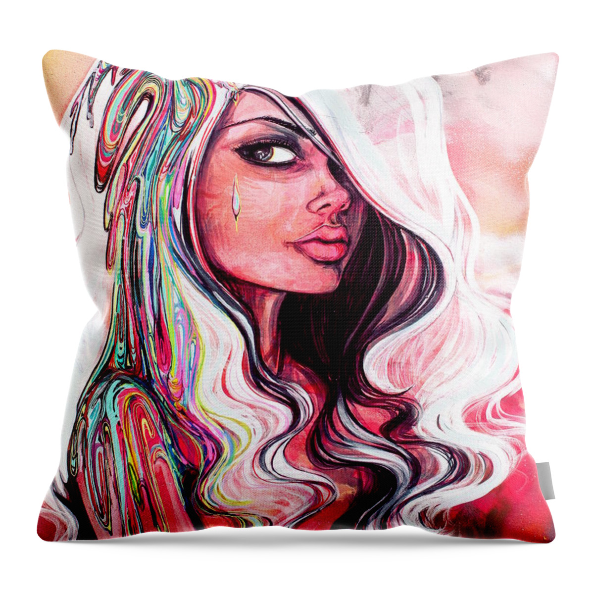 Nude Throw Pillow featuring the painting Pour by Aja Trier
