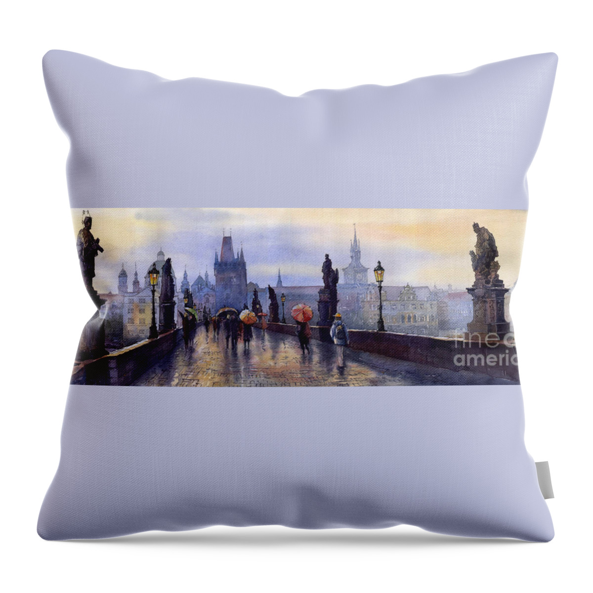 Cityscape Throw Pillow featuring the painting Prague Charles Bridge by Yuriy Shevchuk