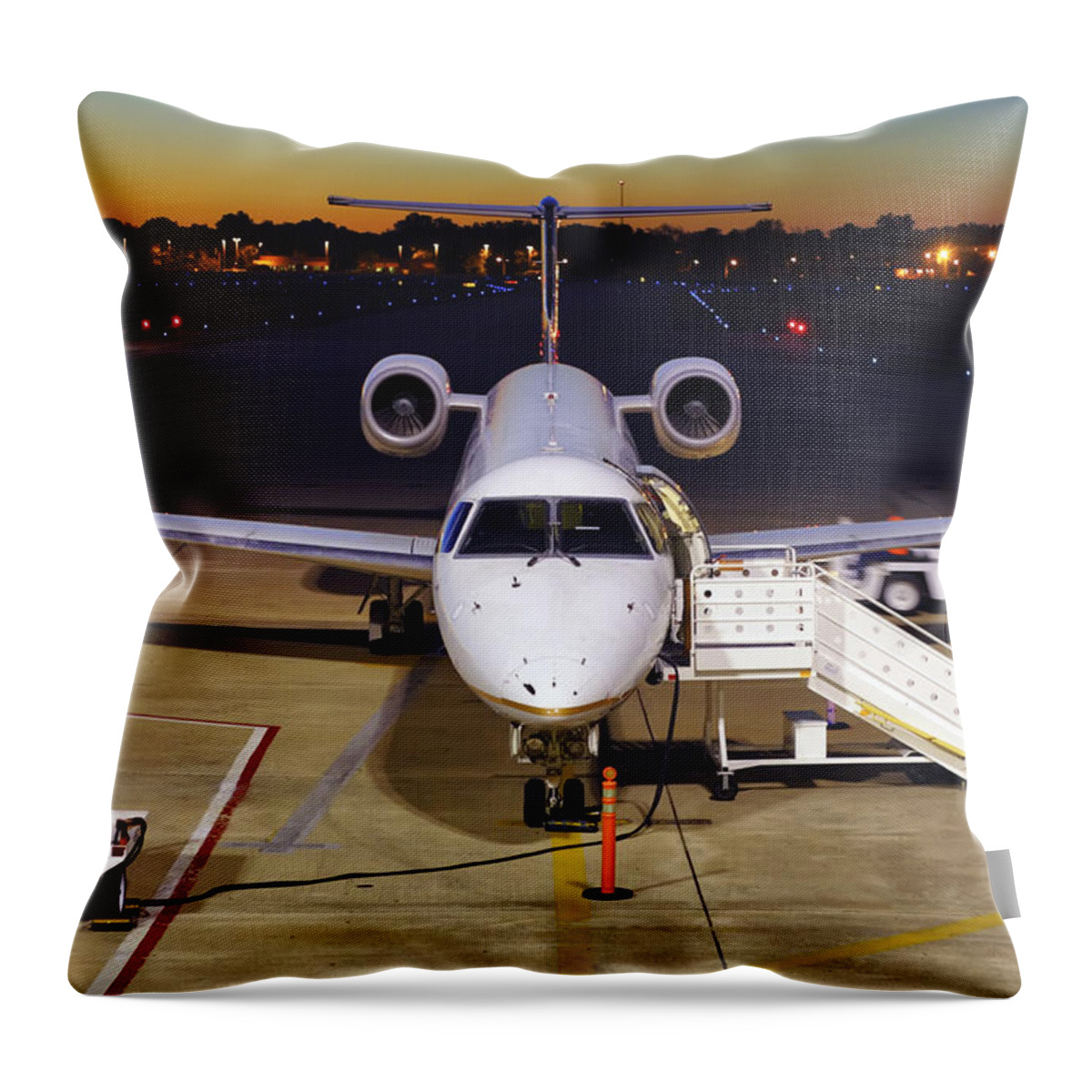 Embraer Throw Pillow featuring the photograph Preparing for Departure by Jason Politte