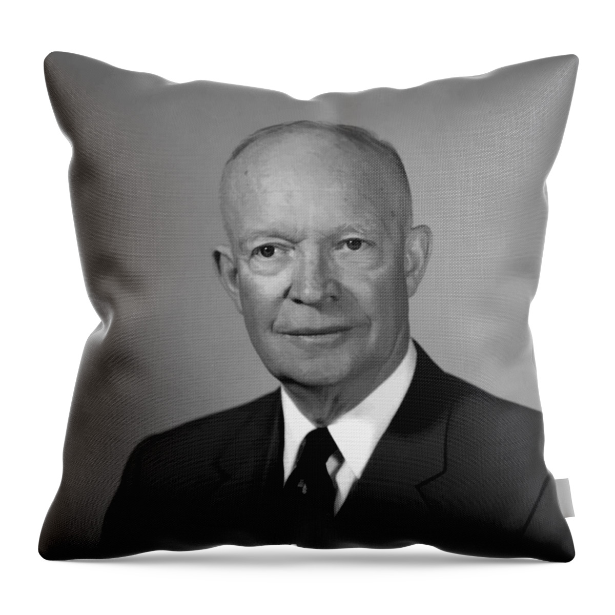 Eisenhower Throw Pillow featuring the painting President Eisenhower by War Is Hell Store