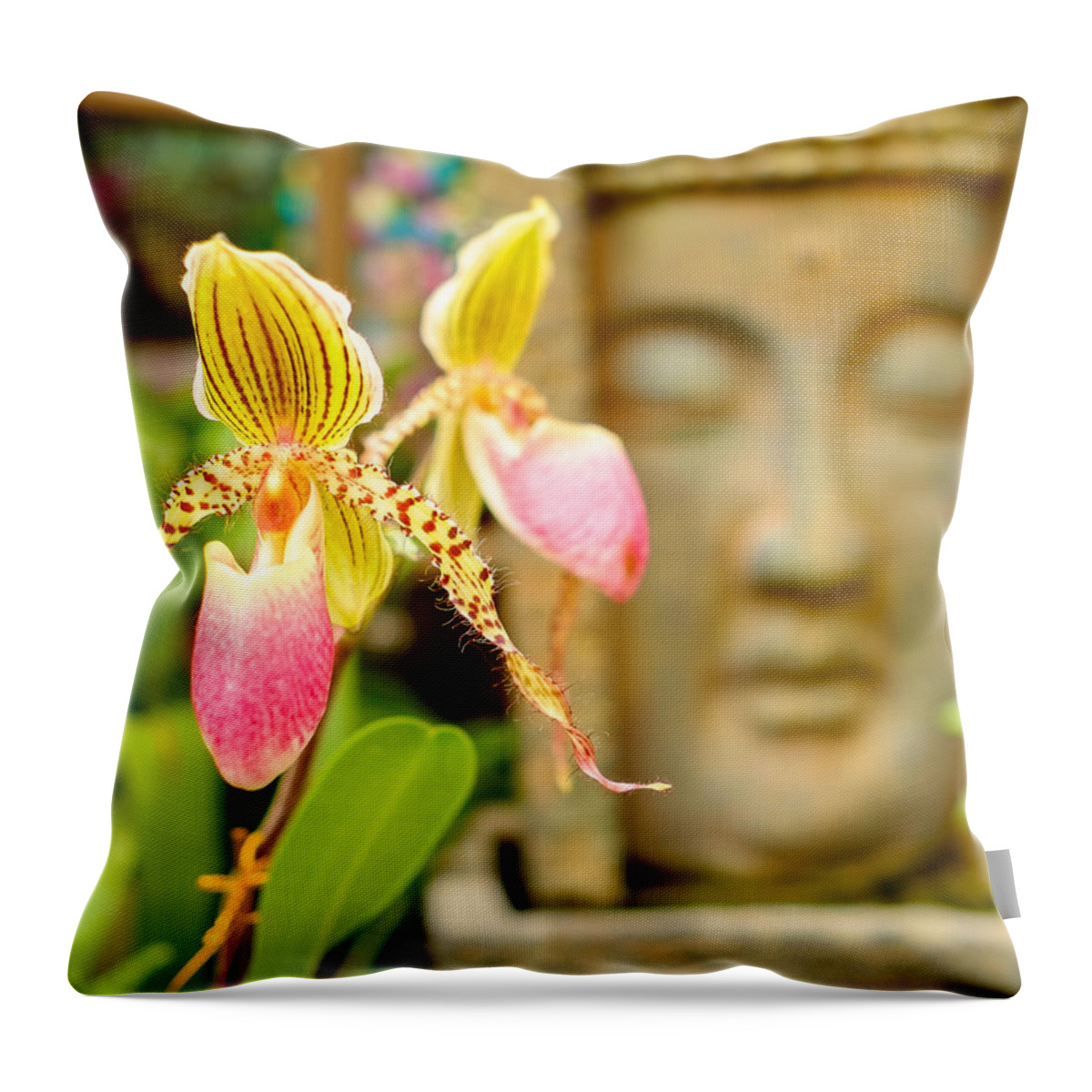 Buddhist Temple Throw Pillow featuring the photograph Pretty flower by Raul Rodriguez