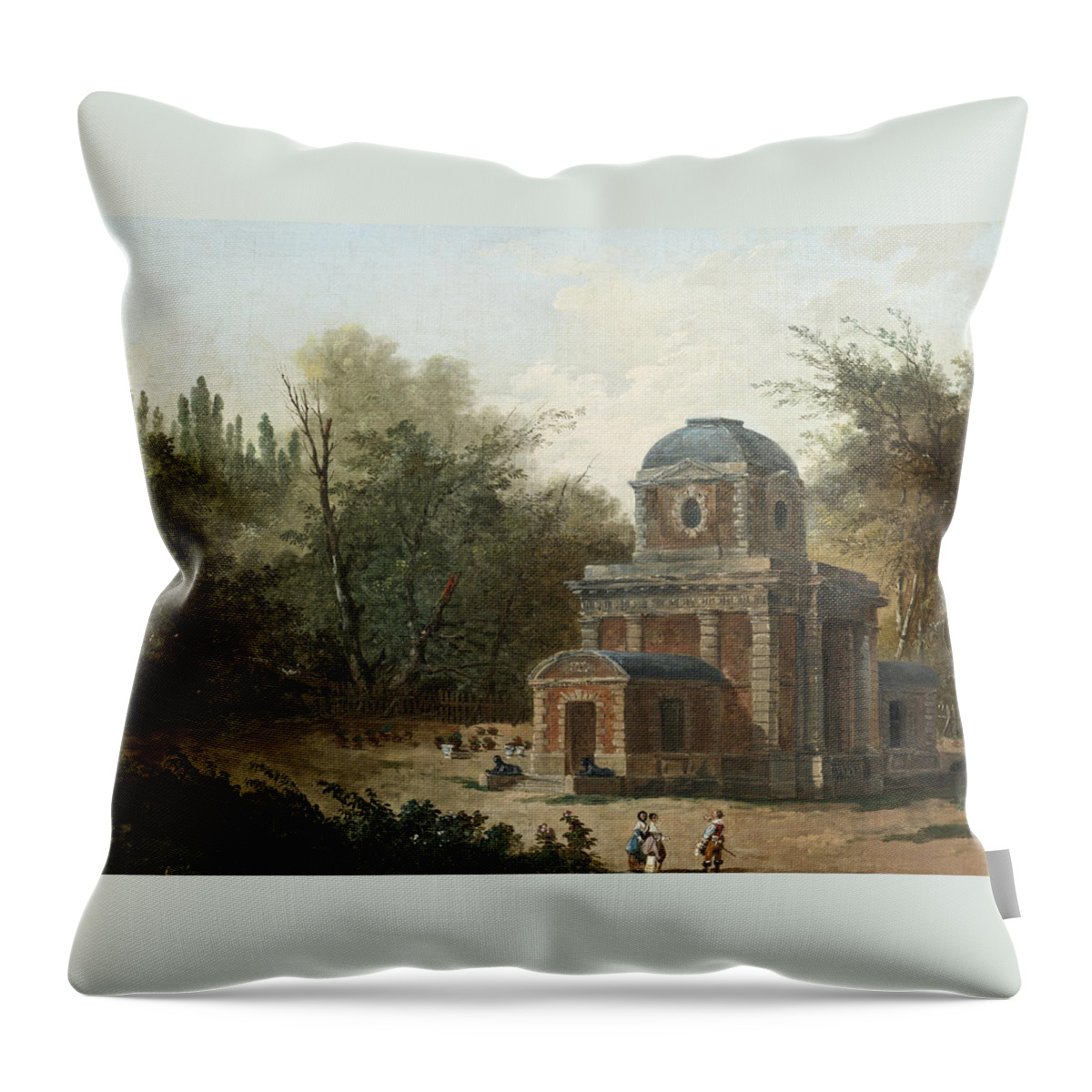 Hubert Robert Throw Pillow featuring the painting Project for the Pavillon de Cleves of Maupertuis by Hubert Robert