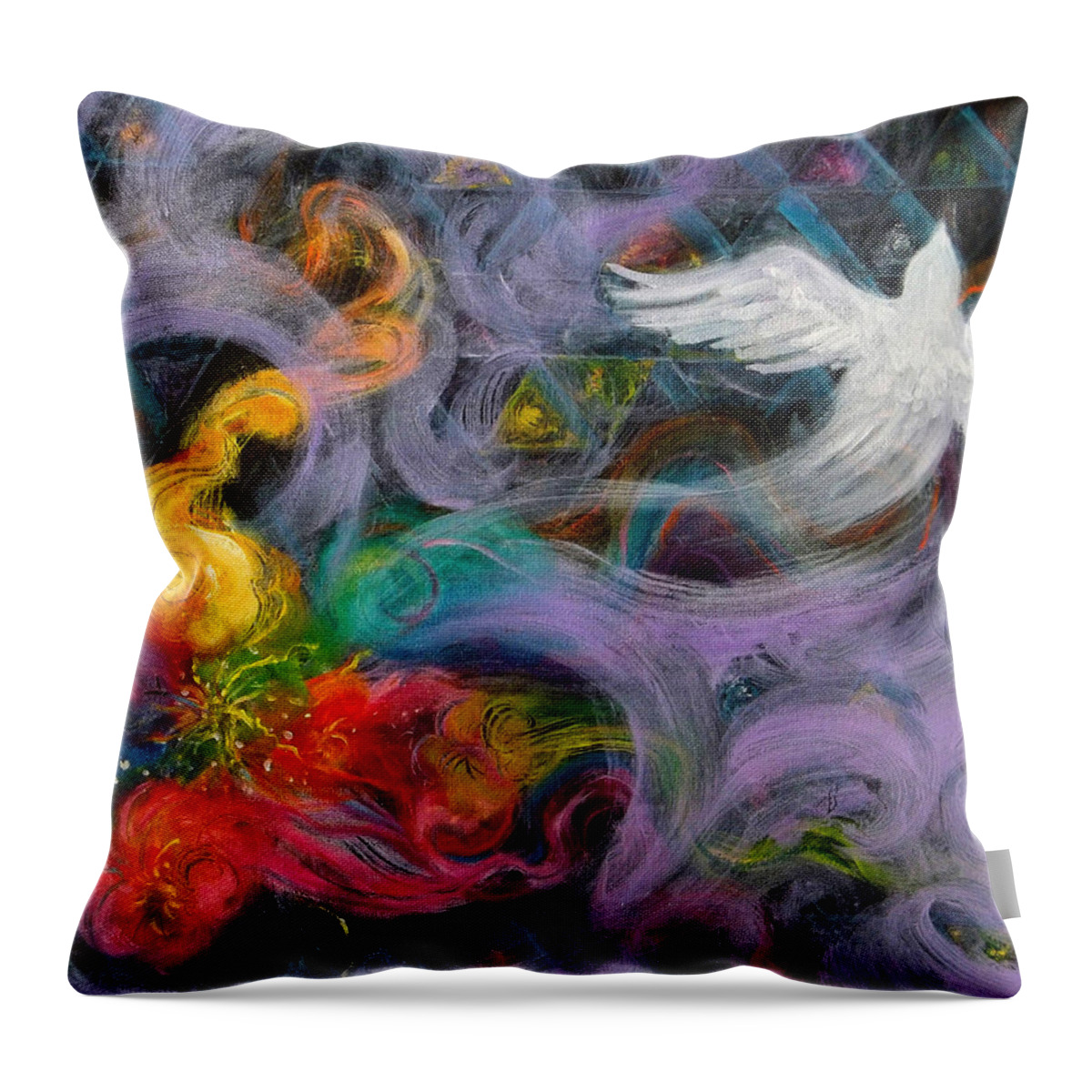 Dove Throw Pillow featuring the painting Prophetic Message Sketch Painting 10 Divine Pattern Dove by Anne Cameron Cutri