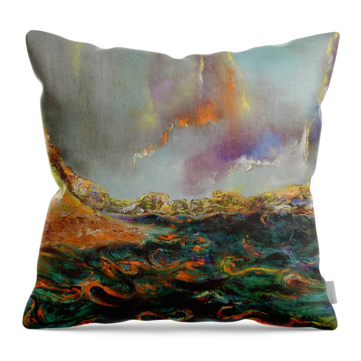 Seascape Throw Pillow featuring the painting Protected by Anitra Handley-Boyt