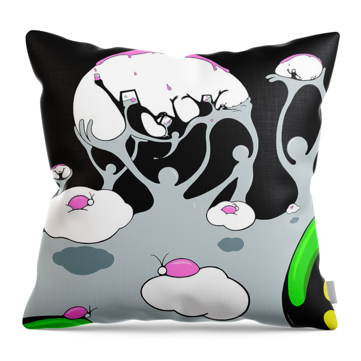 Vine Throw Pillow featuring the drawing Psychonauts by Craig Tilley