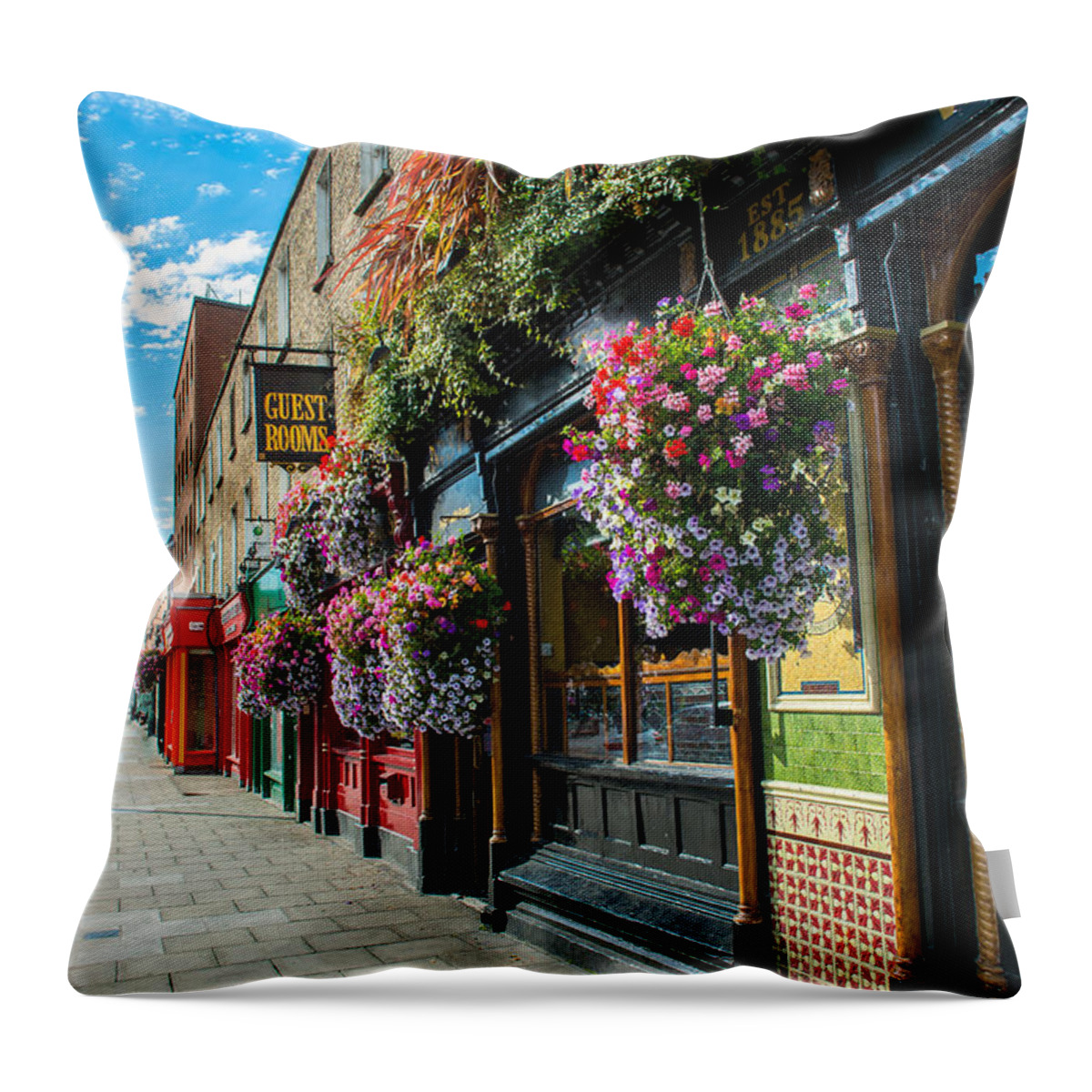 Ireland Throw Pillow featuring the photograph Pub in Dublin in Ireland by Andreas Berthold
