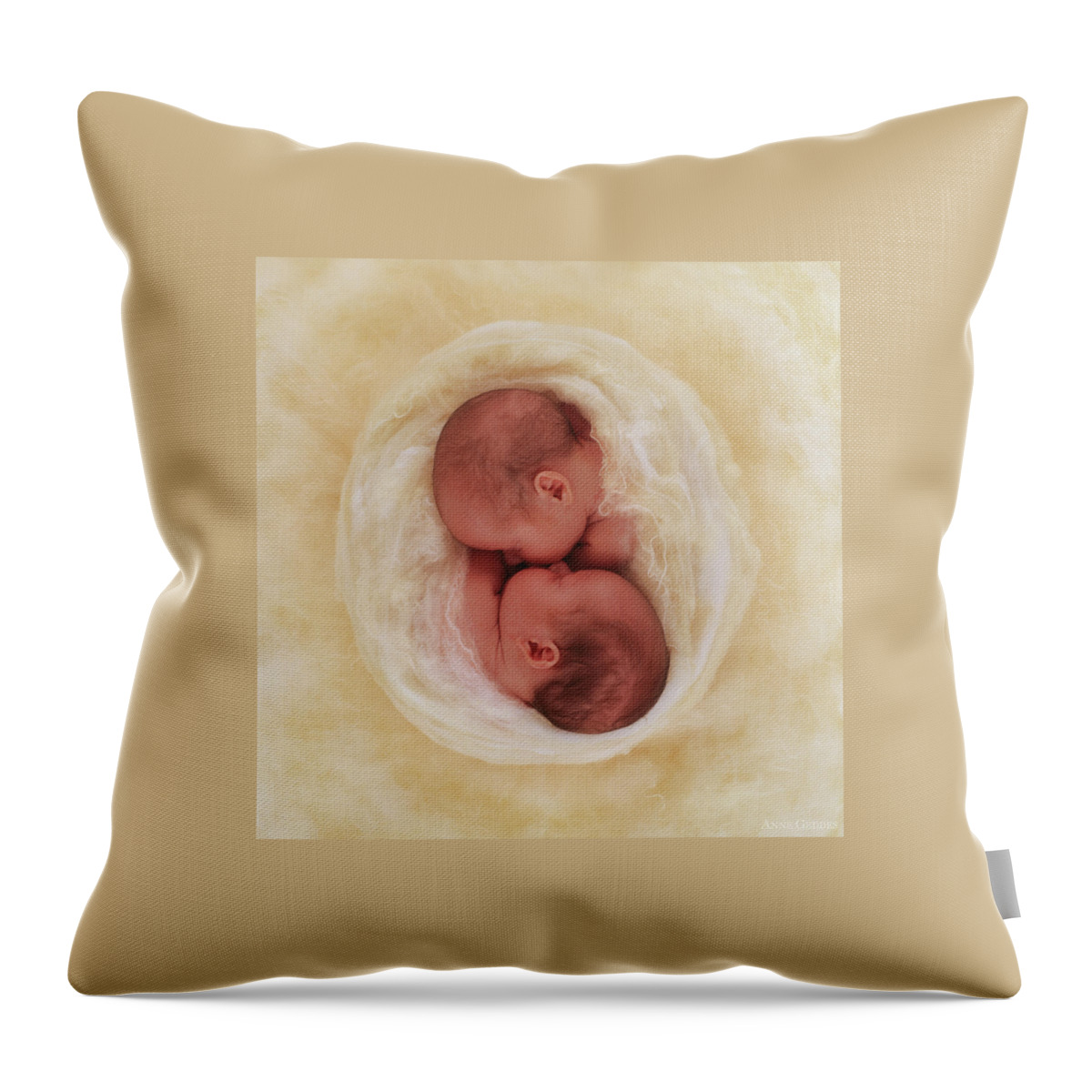 Twins Throw Pillow featuring the photograph Pure by Anne Geddes