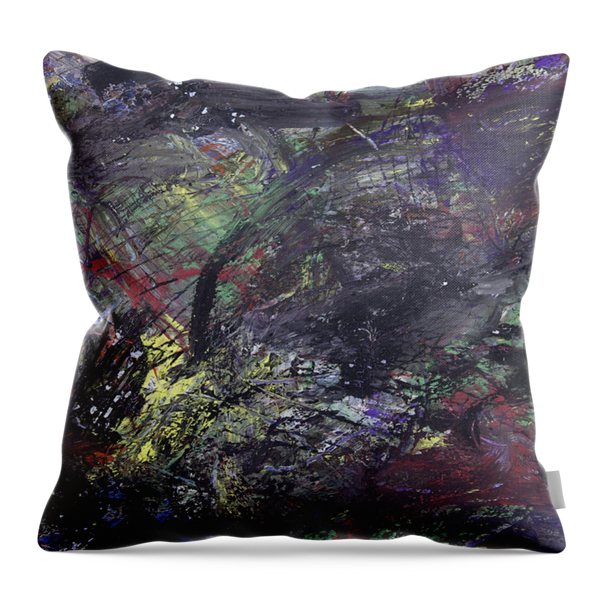 Abstract Throw Pillow featuring the painting Purple Chitlyns by Julius Hannah