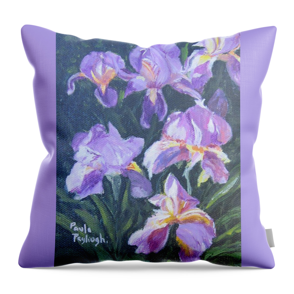 Painting Throw Pillow featuring the painting Purple Iris by Paula Pagliughi