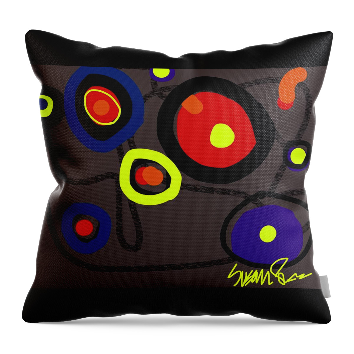 Miro Throw Pillow featuring the digital art Puzzled in a Pool of Thought by Susan Fielder