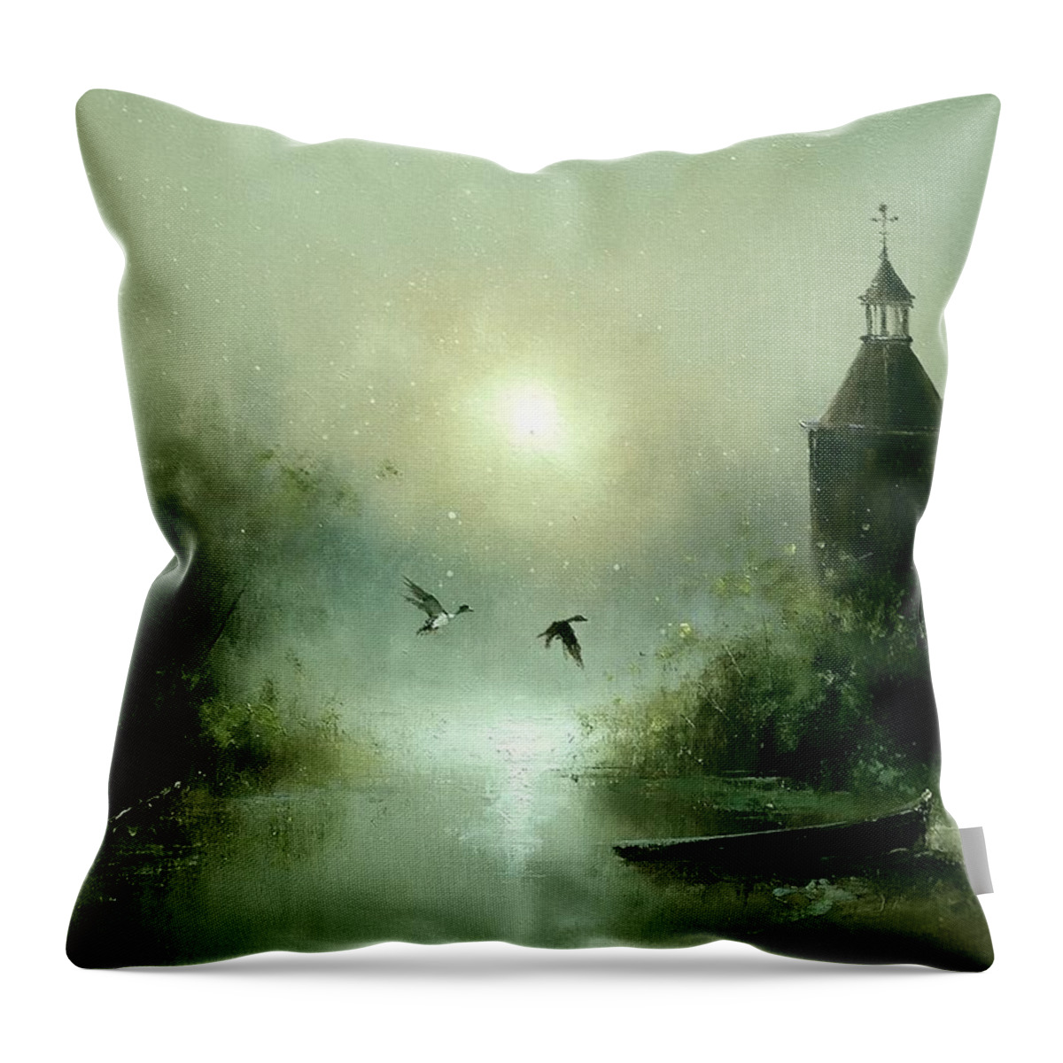 Russian Artists New Wave Throw Pillow featuring the painting Quiet Abode by Igor Medvedev