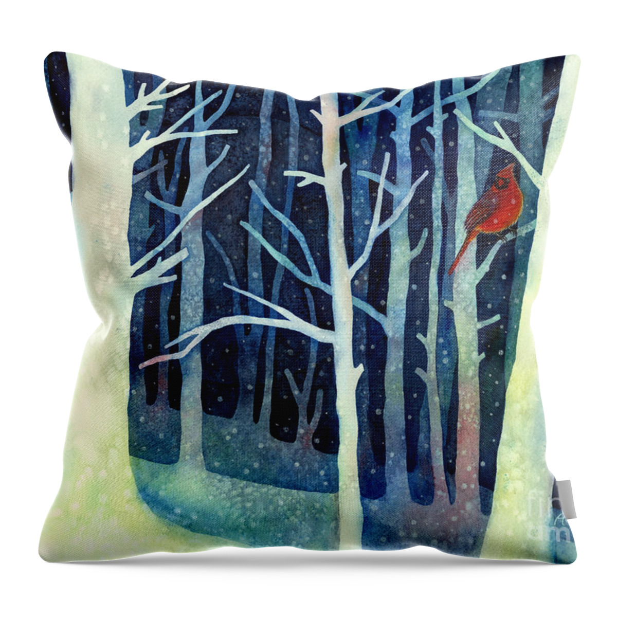 Cardinal Throw Pillow featuring the painting Quiet Moment by Hailey E Herrera