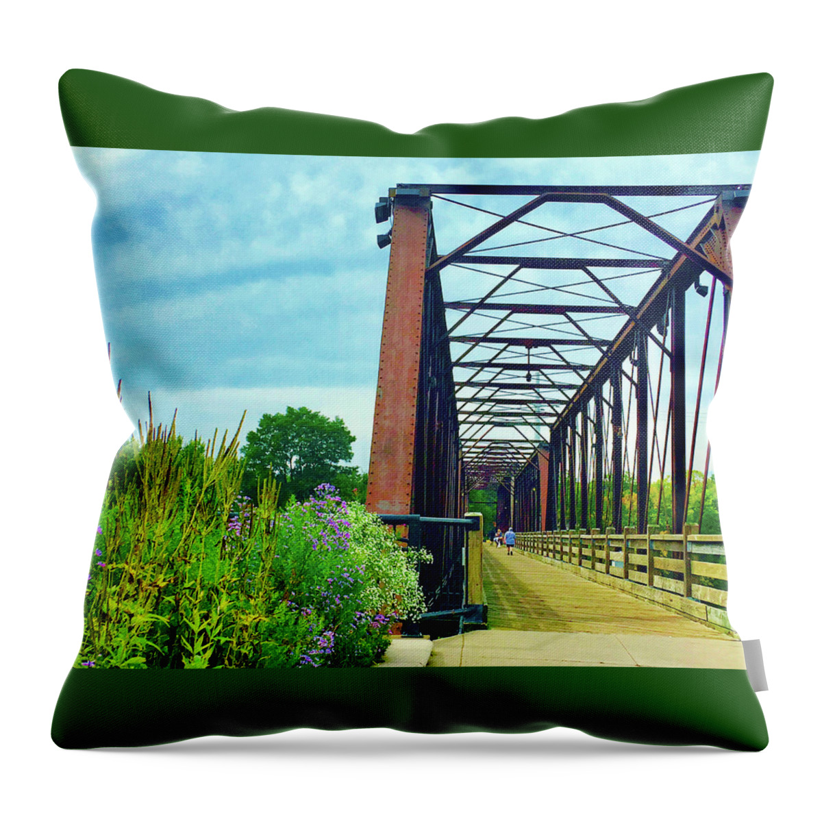 Nature Throw Pillow featuring the photograph Railroad Bridge Garden by Rod Whyte