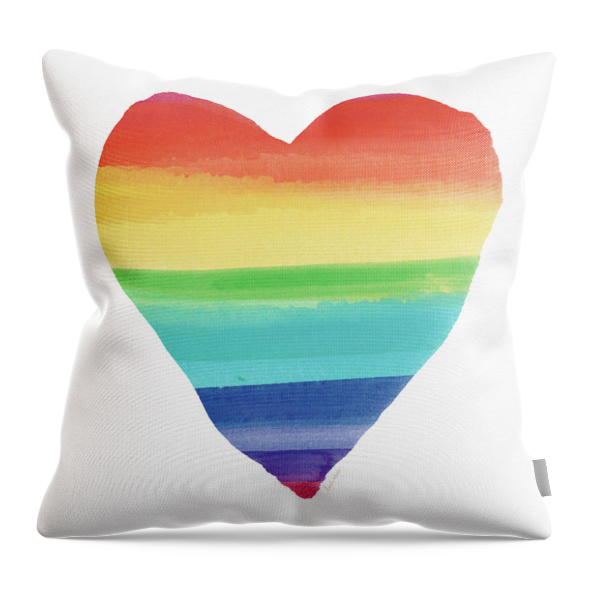Heart Throw Pillow featuring the painting Rainbow Heart- Art by Linda Woods by Linda Woods