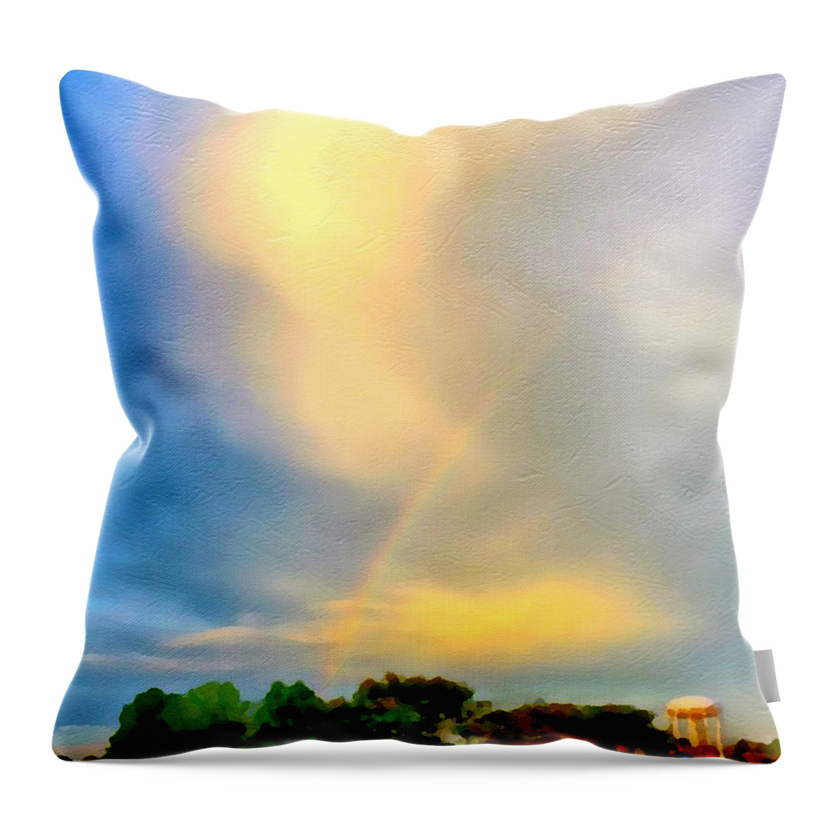 Rainbow Throw Pillow featuring the painting Rainbow in the Suburbs by Chris Montcalmo
