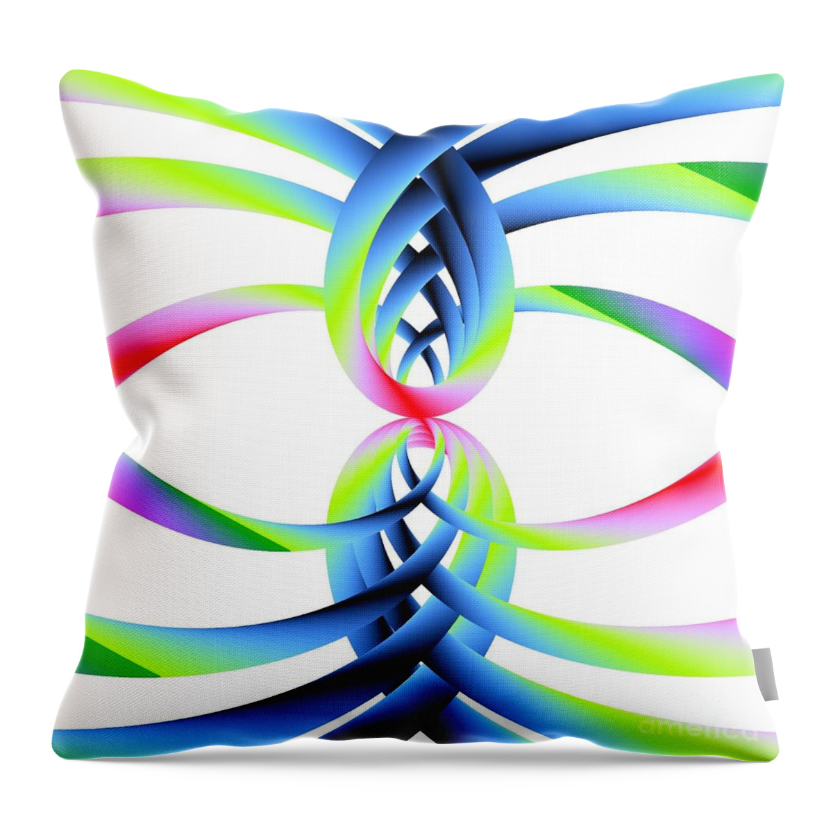 Rainbow Loops Throw Pillow featuring the digital art Rainbow Loops by Michael Skinner
