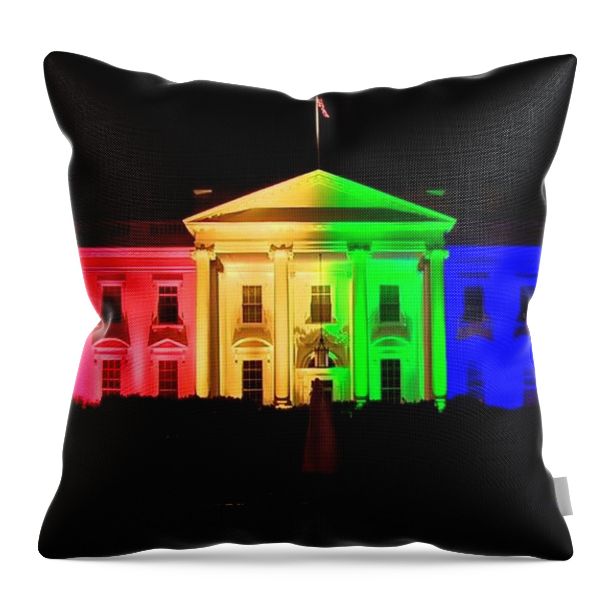 Rainbow Throw Pillow featuring the photograph Rainbow White House by Chris Montcalmo