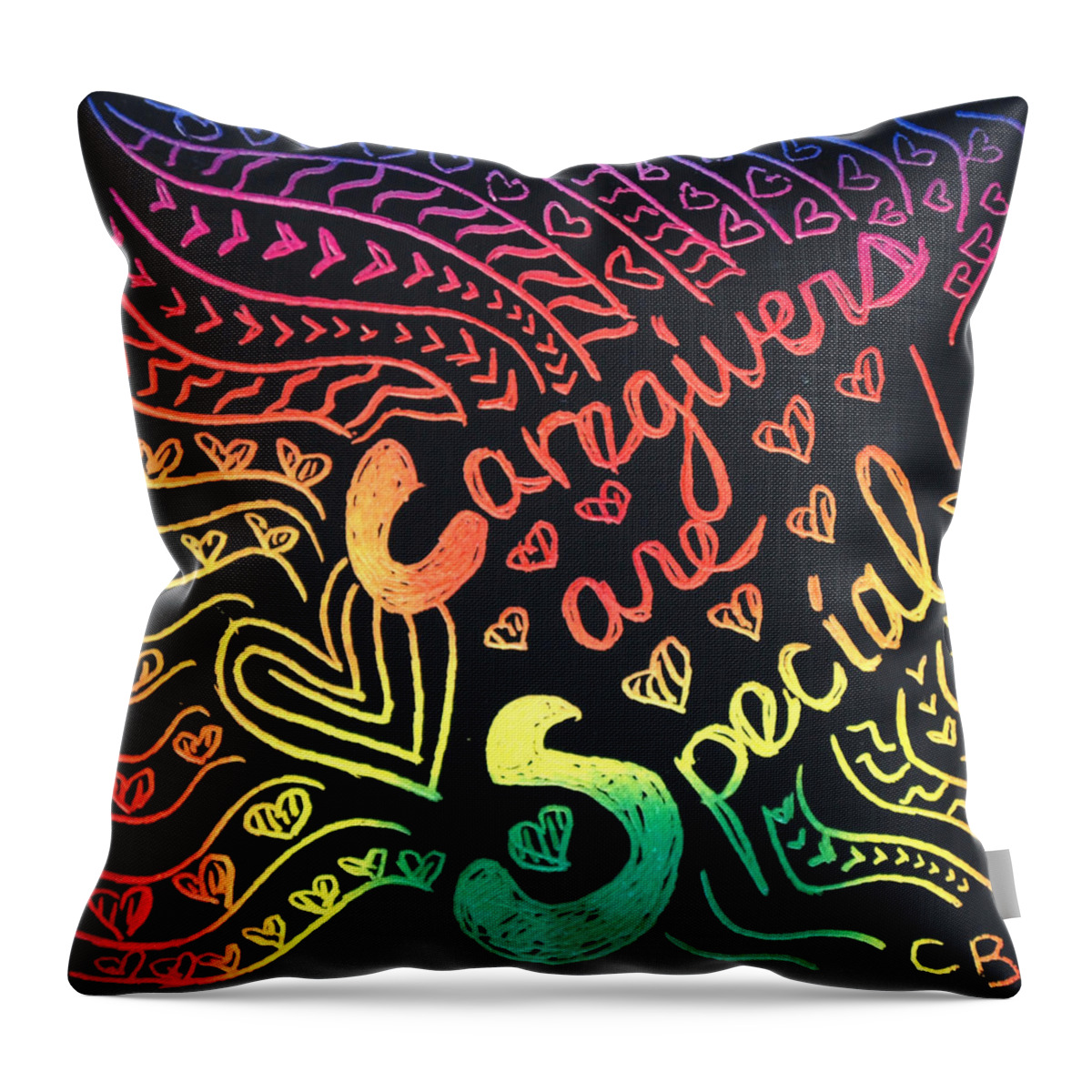 Caregiver Throw Pillow featuring the drawing Rainbows by Carole Brecht