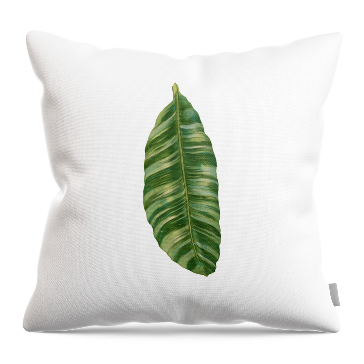 Tropical Throw Pillow featuring the painting Rainforest Resort - Tropical Banana Leaf by Audrey Jeanne Roberts