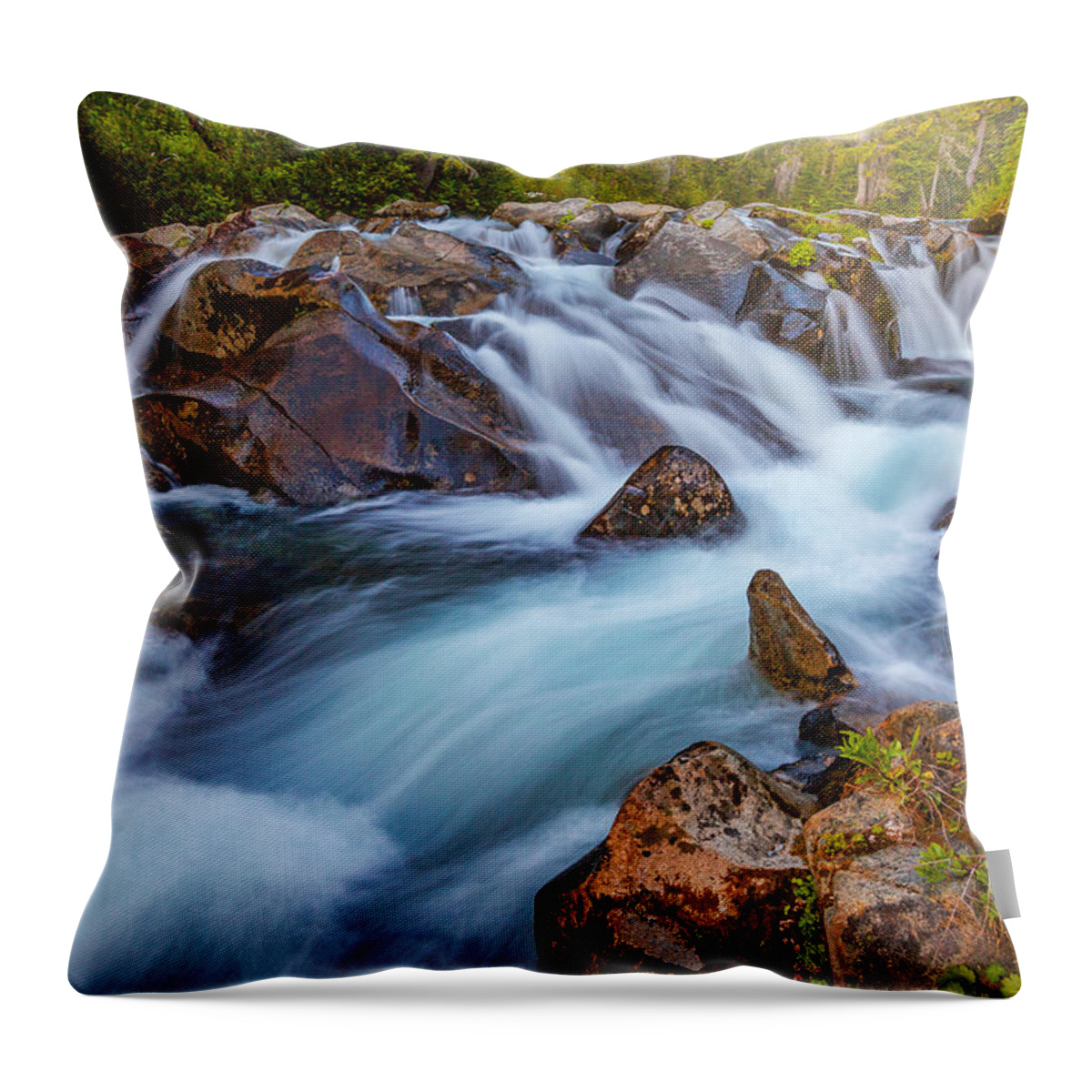 Waterfall Throw Pillow featuring the photograph Rainier Runoff by Darren White