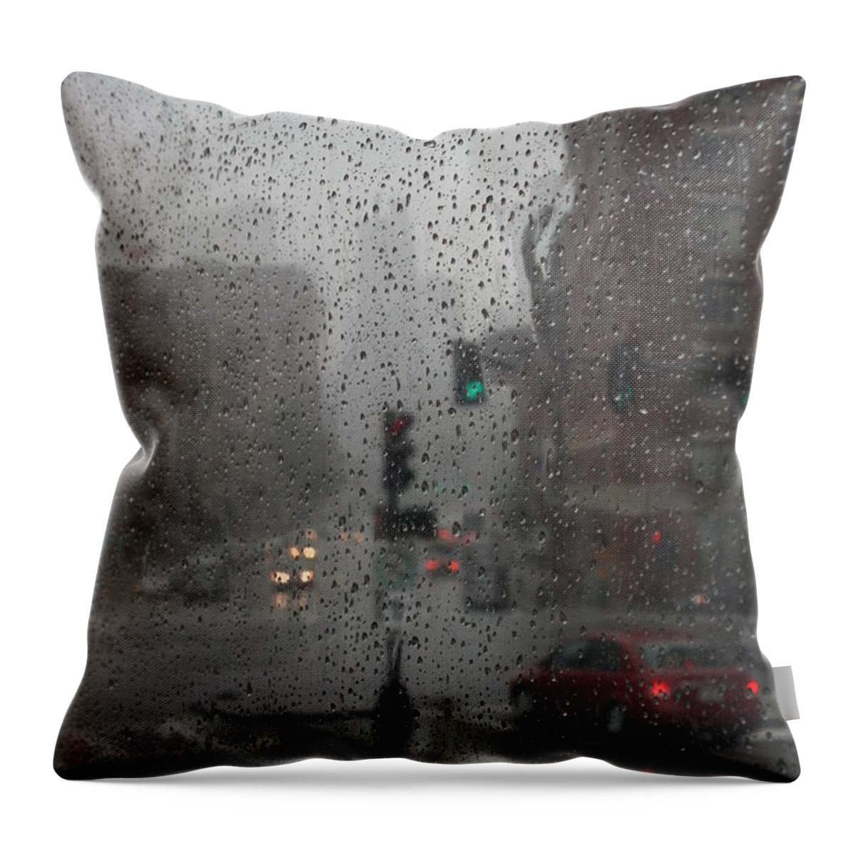Cityscape Throw Pillow featuring the photograph Rainy Days in Boston by Julie Lueders 