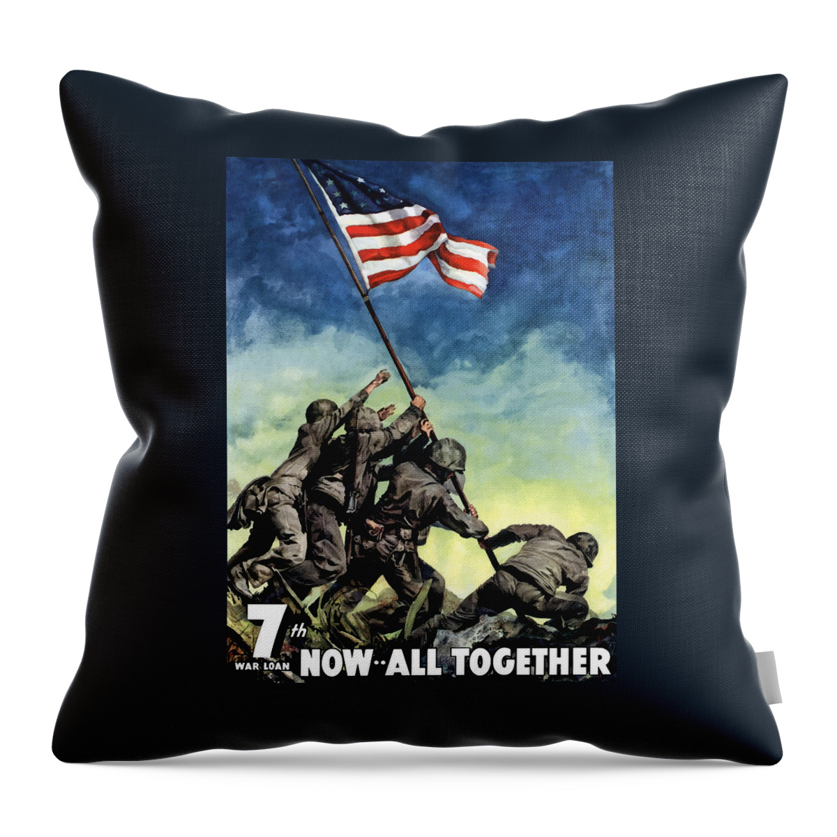 Iwo Jima Throw Pillow featuring the painting Raising The Flag On Iwo Jima by War Is Hell Store