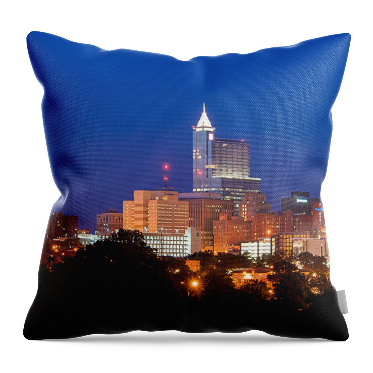 Joye Ardyn Durham Throw Pillow featuring the photograph Raleigh Skyline by Joye Ardyn Durham