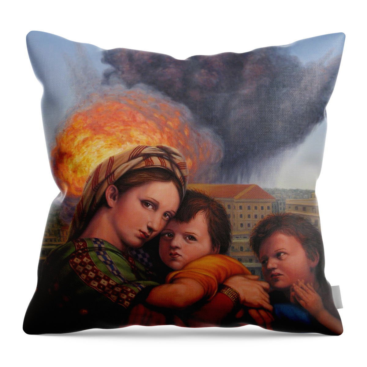 Madonna And Child Throw Pillow featuring the painting Raphael Moderne by James W Johnson