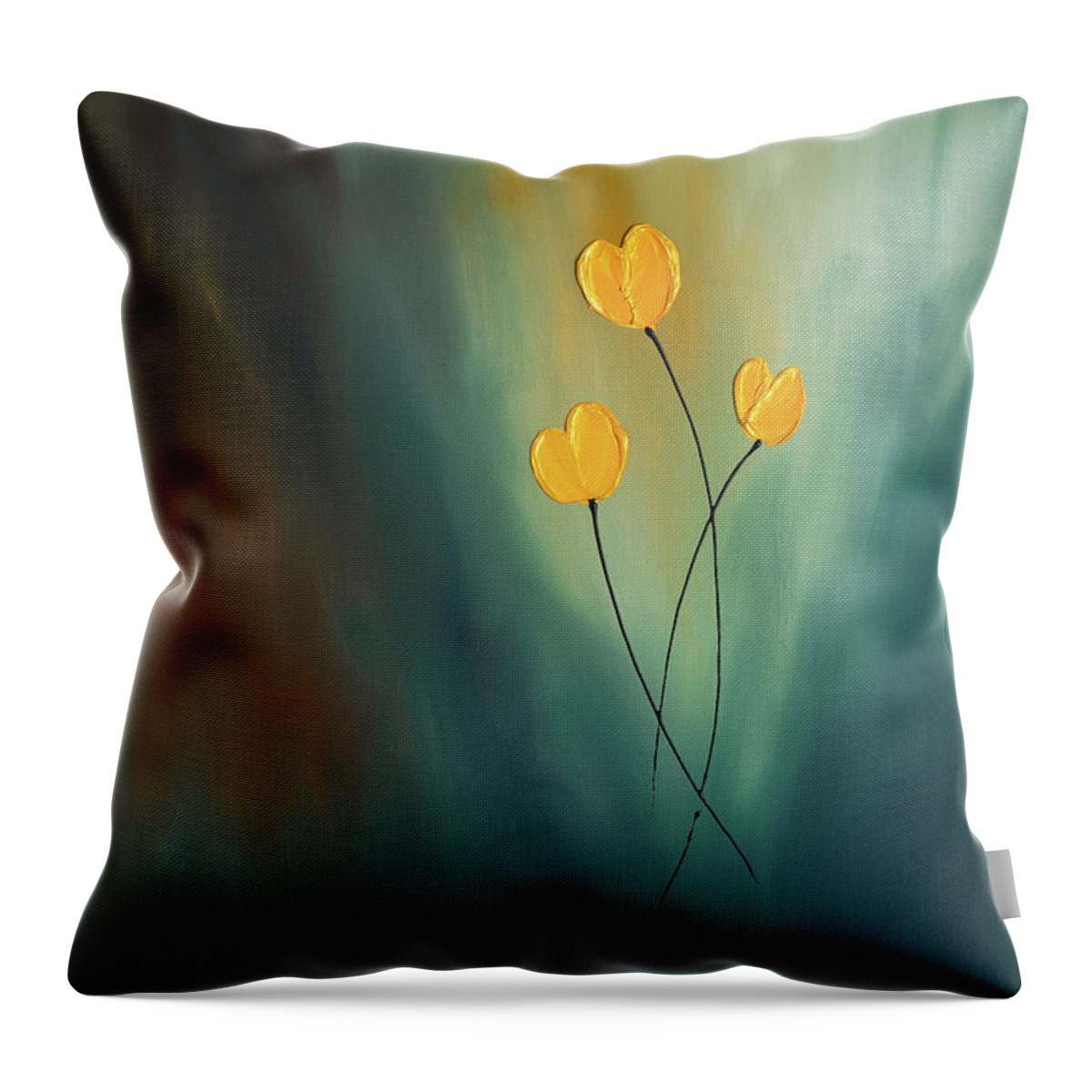 Abstract Art Throw Pillow featuring the painting Rays of Hope by Carmen Guedez