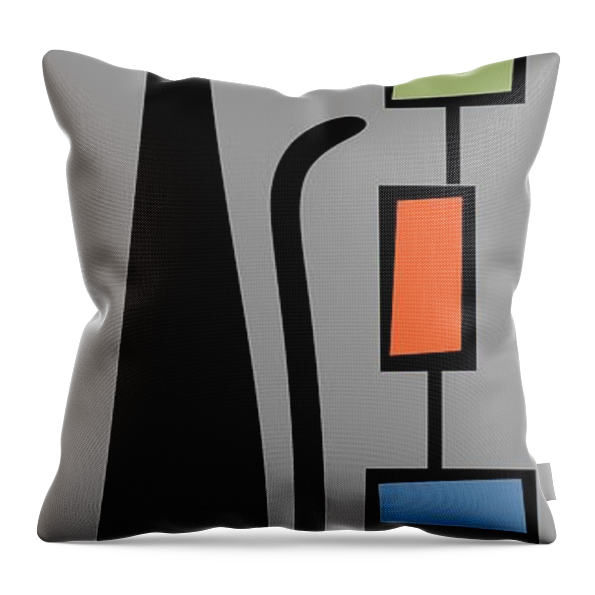  Throw Pillow featuring the digital art Rectangle Cat 2 on Gray by Donna Mibus