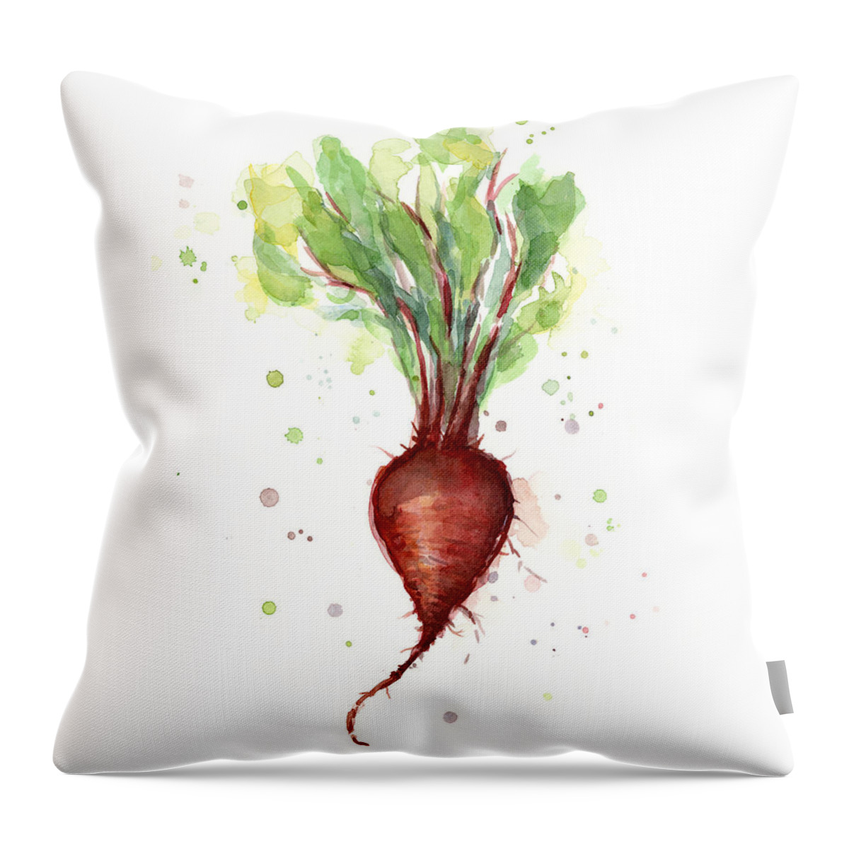 Watercolor Throw Pillow featuring the painting Red Beet Watercolor by Olga Shvartsur