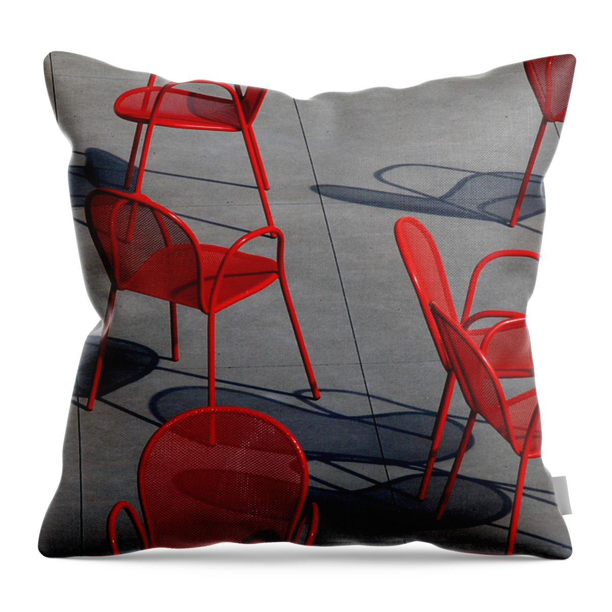 Urban Throw Pillow featuring the photograph Red Chairs by Stuart Allen