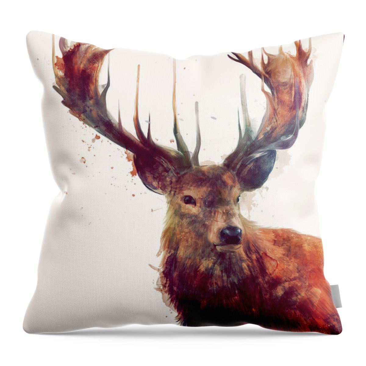 Red Deer Throw Pillow featuring the painting Red Deer by Amy Hamilton