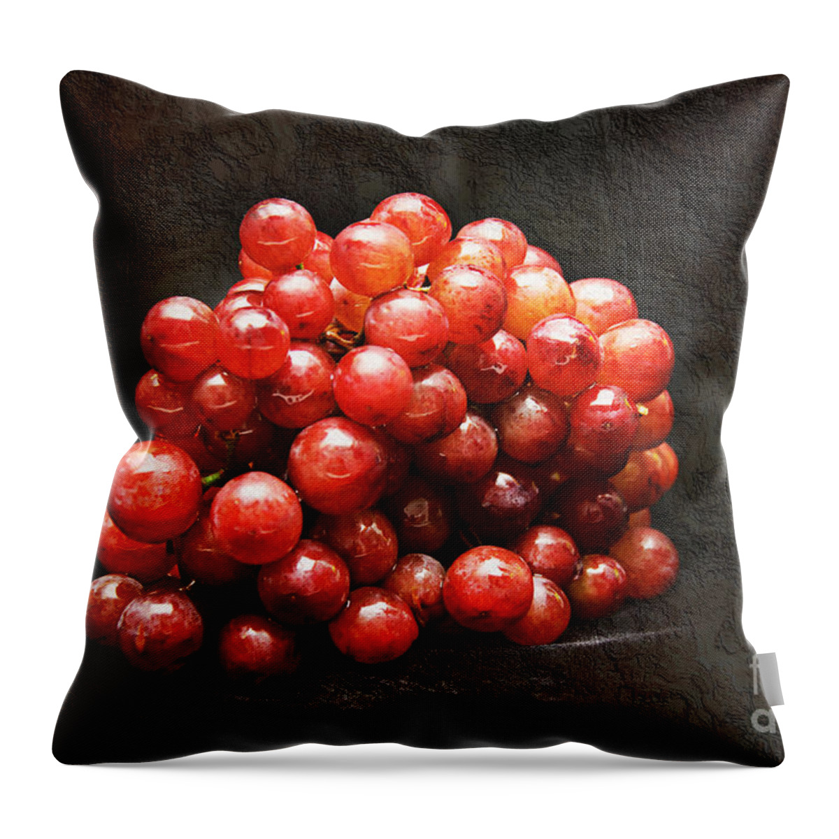 Red Throw Pillow featuring the photograph Red Grapes by Andee Design