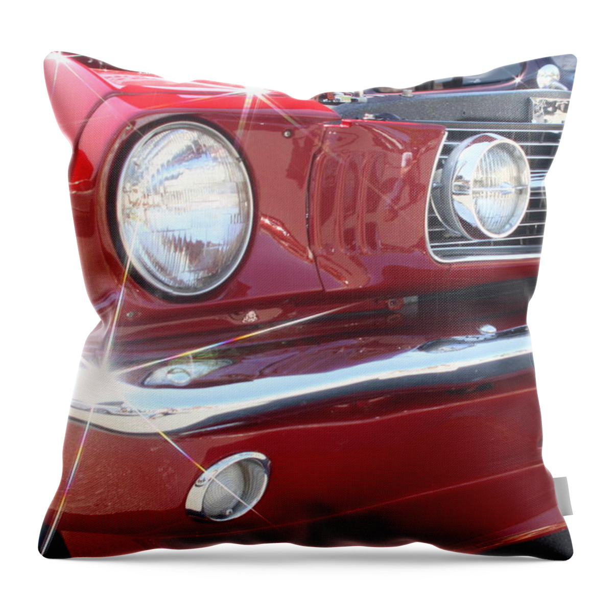 Red Throw Pillow featuring the photograph Red Hot Mustang by Jeff Floyd CA