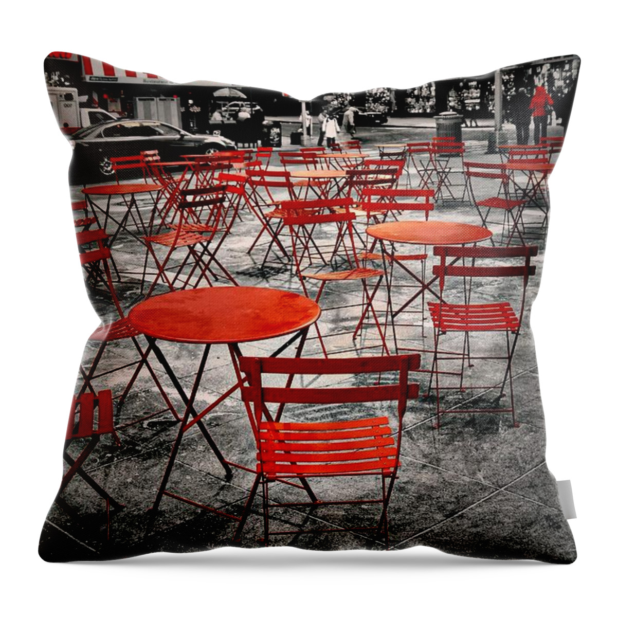 New York City Throw Pillow featuring the photograph Red In My World - New York City by Angie Tirado