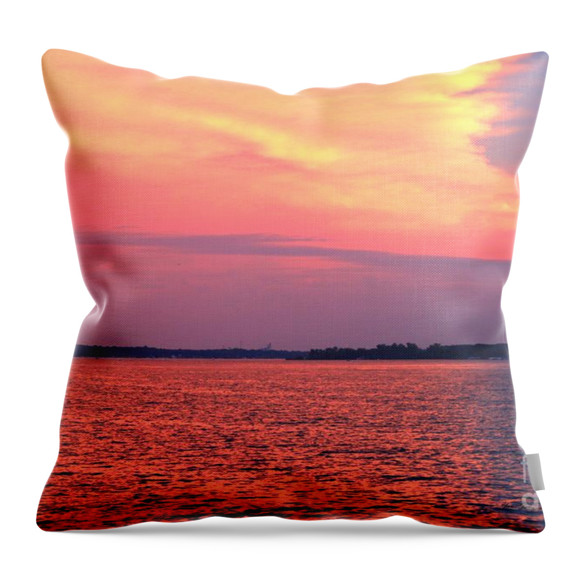 Sun Setting Throw Pillow featuring the photograph Red reflection by Yumi Johnson