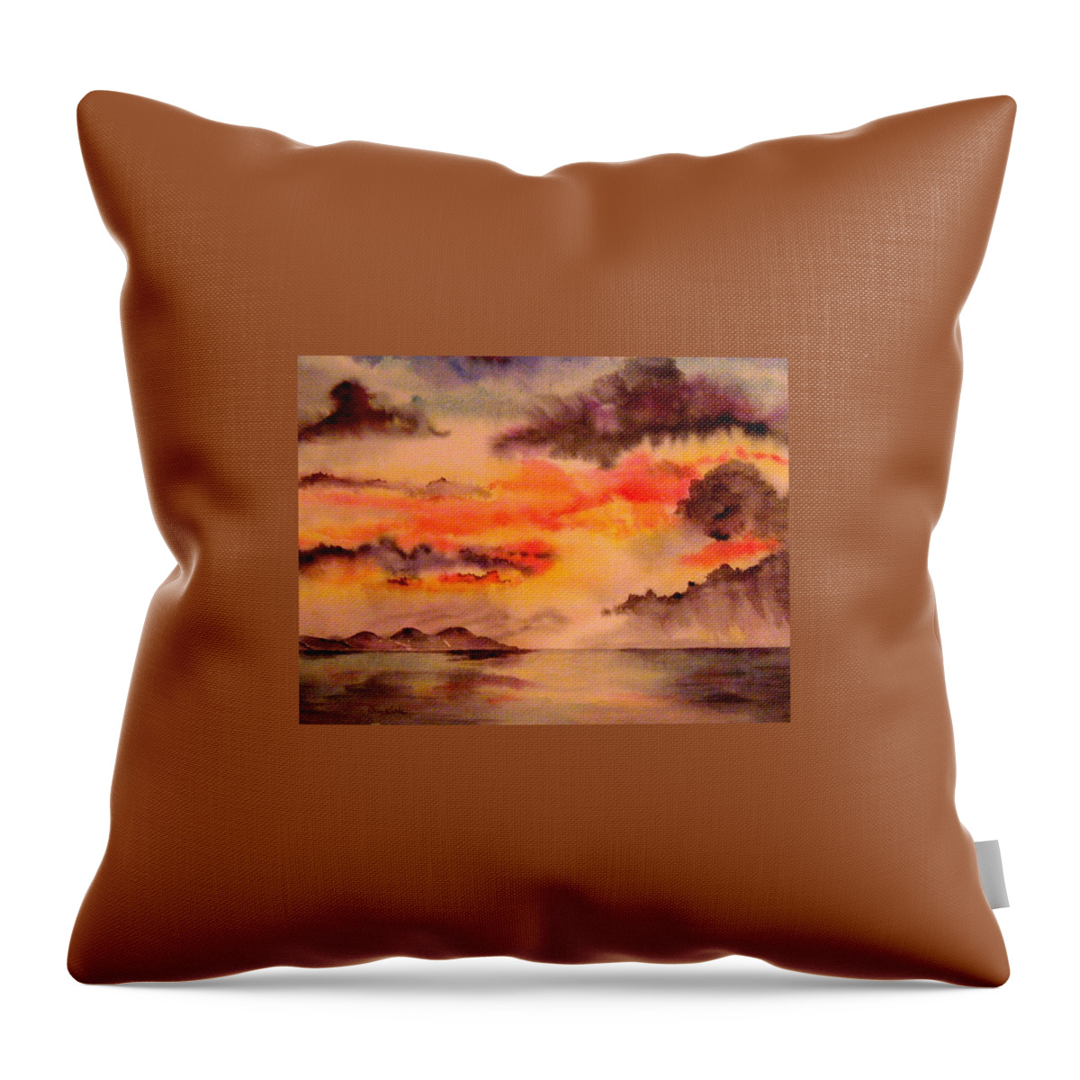 Sunsets Throw Pillow featuring the painting Red Sky at Night by Diane Kirk