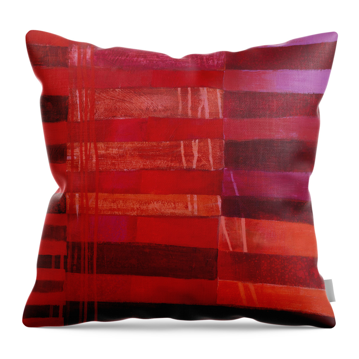 Abstract Art Throw Pillow featuring the painting Red Stripes 2 by Jane Davies