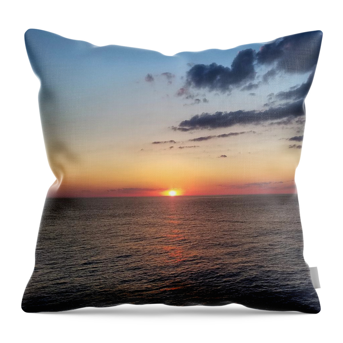 Sunset Throw Pillow featuring the photograph Red Sunset Over Ocean by Vic Ritchey