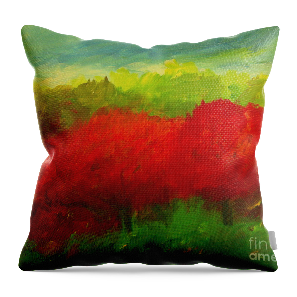 Cherries Throw Pillow featuring the painting Red Sweet Cherry Trees by Julie Lueders 