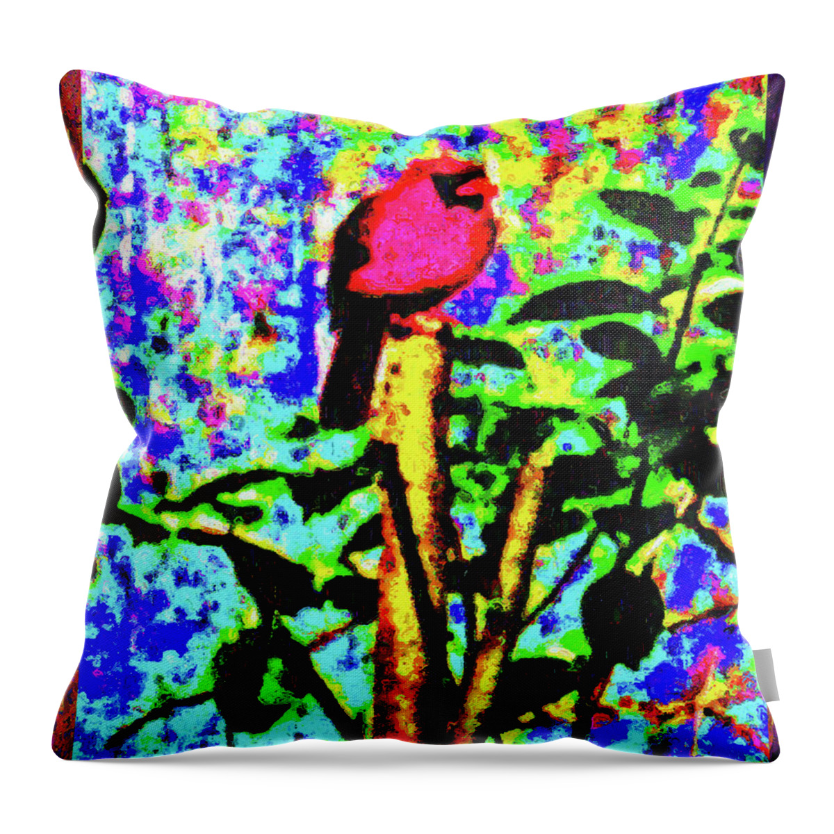 Chromatic Poetics Throw Pillow featuring the digital art Redbird Dreaming about Why Love is Always Important by Aberjhani