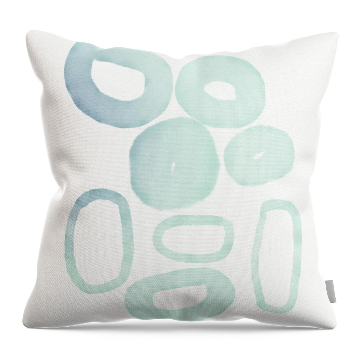 Circles Throw Pillow featuring the mixed media Reflecting Pools- Art by Linda Woods by Linda Woods