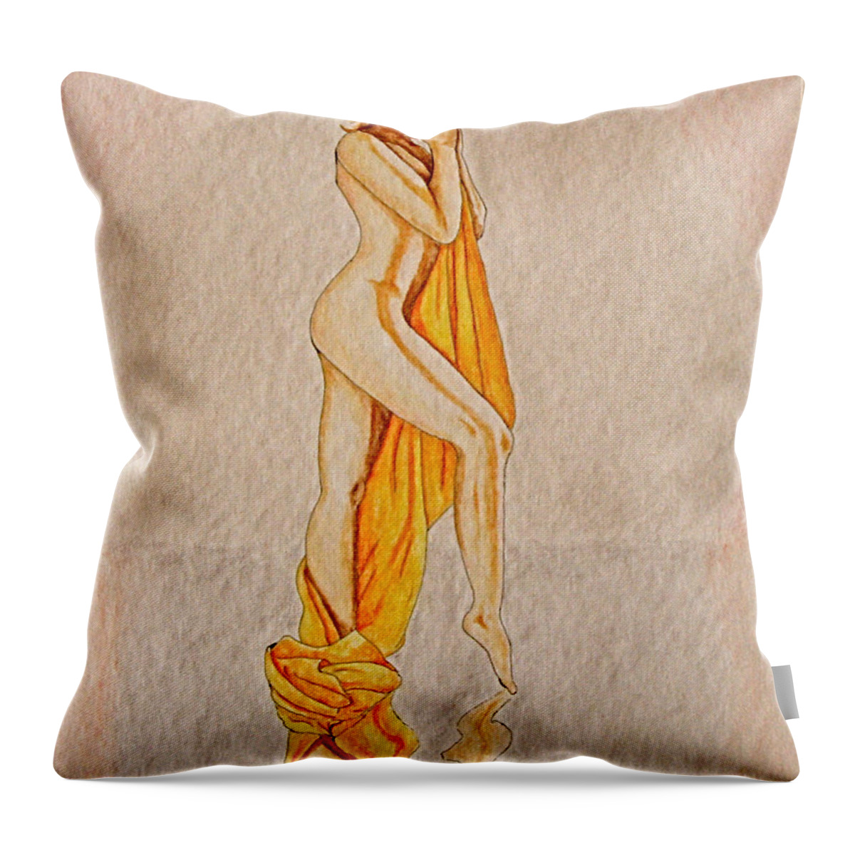Nude Throw Pillow featuring the painting Reflection by Herschel Fall