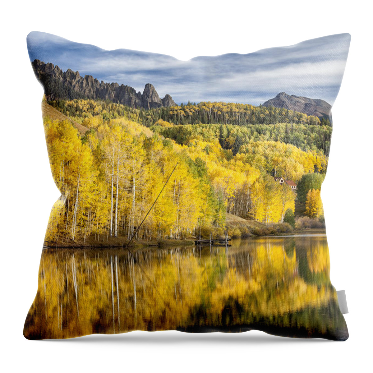 Autumn Throw Pillow featuring the photograph Reflection with Ophir Needles I by Denise Bush