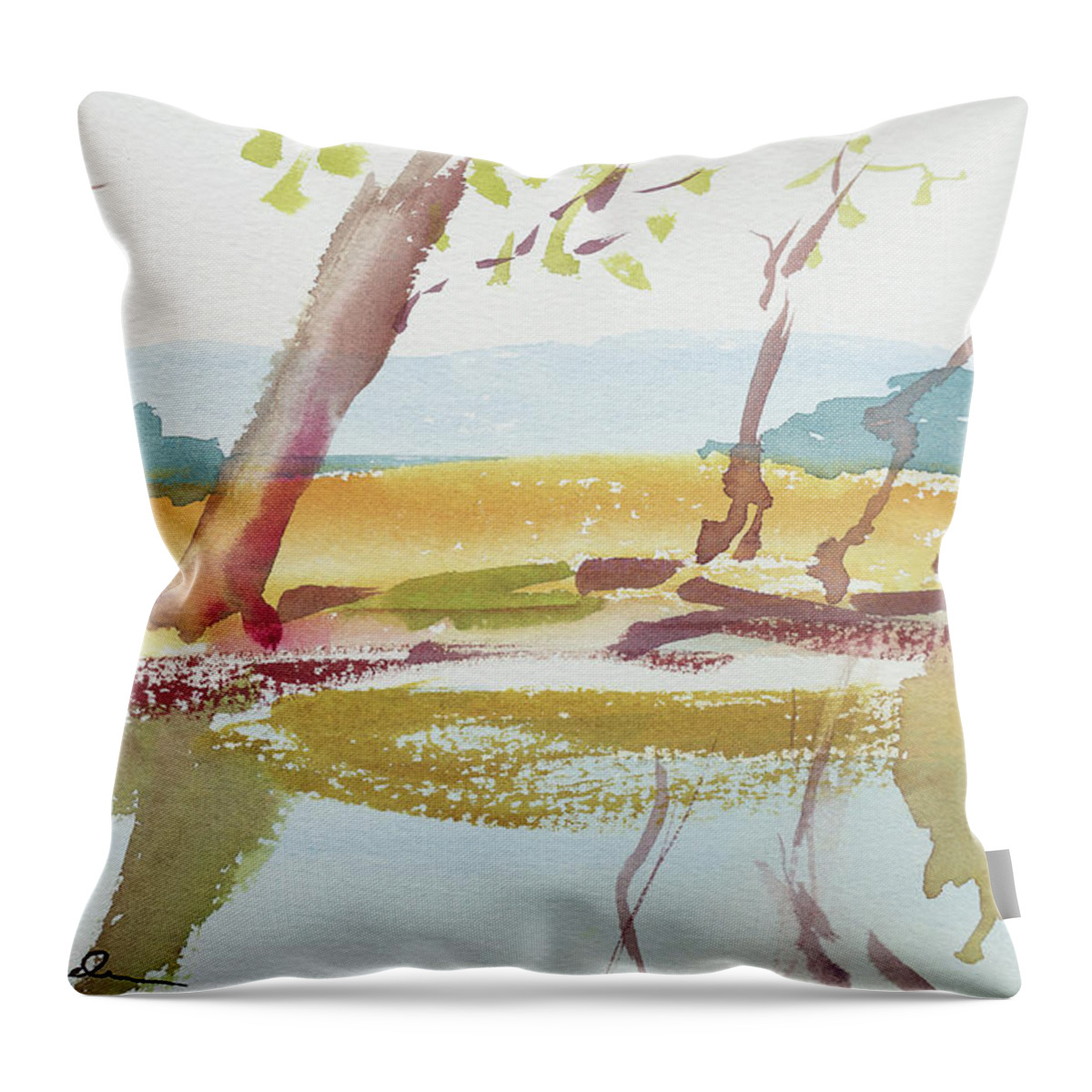 Australia Throw Pillow featuring the painting Quiet Stream by Dorothy Darden