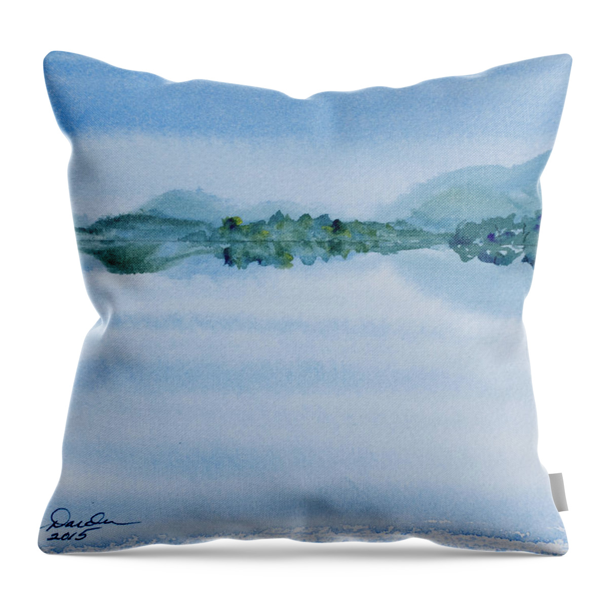 Australia Throw Pillow featuring the painting Reflection of Mt Rugby in Bathurst Harbour by Dorothy Darden